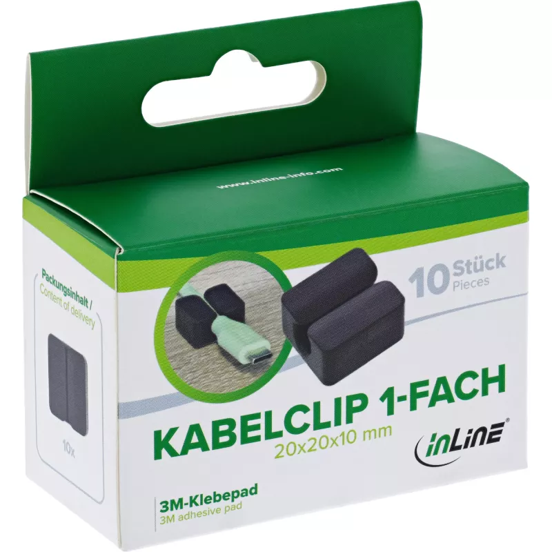 InLine 59971I kabelių laikiklis Universalus kabelių segtuvas Juodas 10 vnt