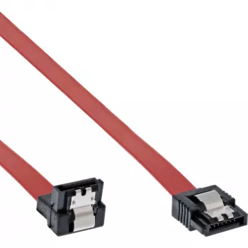 InLine SATA kabelis 150/300/600 S-ATA jungtims, lenktas su fiksatoriais 90° 0,5 m