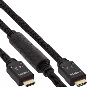 InLine HDMI Active laidas, HDMI-High Speed su Ethernet, M/M, Nailono pynė, 20m