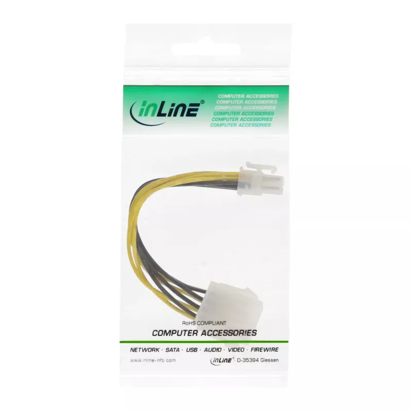 InLine pagrindinės plokštės maitinimo adapteris ATX 2.0/EPS 8pin / 12V ATX1.3 4pin 0.15m