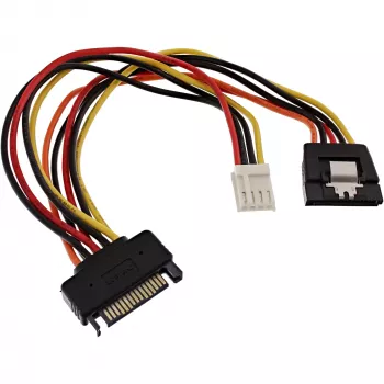 InLine SATA maitinimo adapterio laidas 0,15 m, moteriškas/vyriškas + lankstaus diskų įrenginio jungtis