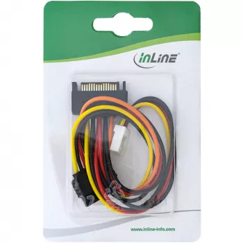 InLine SATA maitinimo adapterio laidas 0,15 m, moteriškas/vyriškas + lankstaus diskų įrenginio jungtis