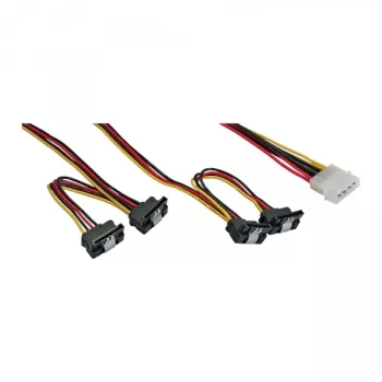 InLine vidinis maitinimo Y-kabelis 1x Molex / 4x SATA kampu su fiksatoriais 0,40+0,55 m