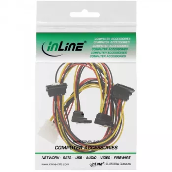 InLine vidinis maitinimo Y-kabelis 1x Molex / 4x SATA kampu su fiksatoriais 0,40+0,55 m