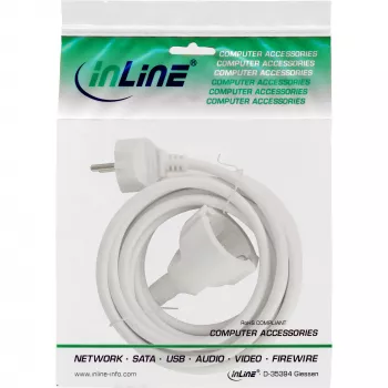 InLine Power ilginimo laidas baltas 1m CEE7/7 H05VV-F3G 230V