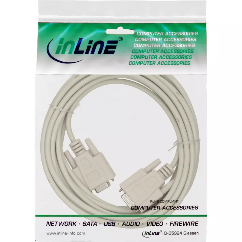 InLine null modem kabelis DB9 moteriškas / moteriškas, liejamas, 10 m