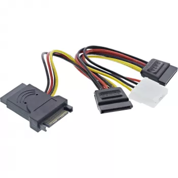 InLine SATA maitinimo adapterio laidas, kištukas į lizdą į 2x SATA + 4 kontaktų Molex maitinimą