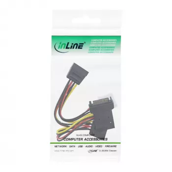 InLine SATA maitinimo adapterio laidas, kištukas į lizdą į 2x SATA + 4 kontaktų Molex maitinimą