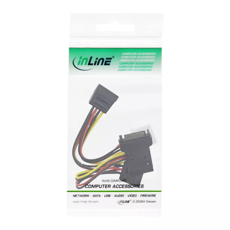 InLine SATA maitinimo adapterio laidas, kištukas į lizdą į 2x SATA + 4 kontaktų Molex maitinimą