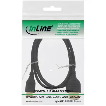 InLine High Speed HDMI laidas su Ethernet, AM/CM, itin plonas, juodas/auksinis, 0,5 m