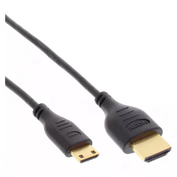 InLine High Speed HDMI laidas su Ethernet, AM/CM, itin plonas, juodas/auksinis, 0,5 m