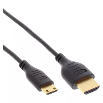 InLine High Speed HDMI laidas su Ethernet, AM/CM, itin plonas, juodas/auksinis, 1,5 m