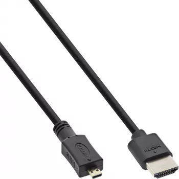 InLine High Speed HDMI laidas su Ethernet, AM/DM, itin plonas, juodas/auksinis, 1,8 m