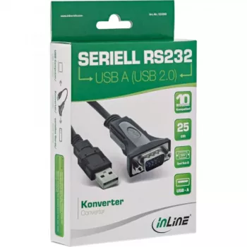 USB 2.0 į Serial adapterio laidas InLine 33306I 0,25 m juodas