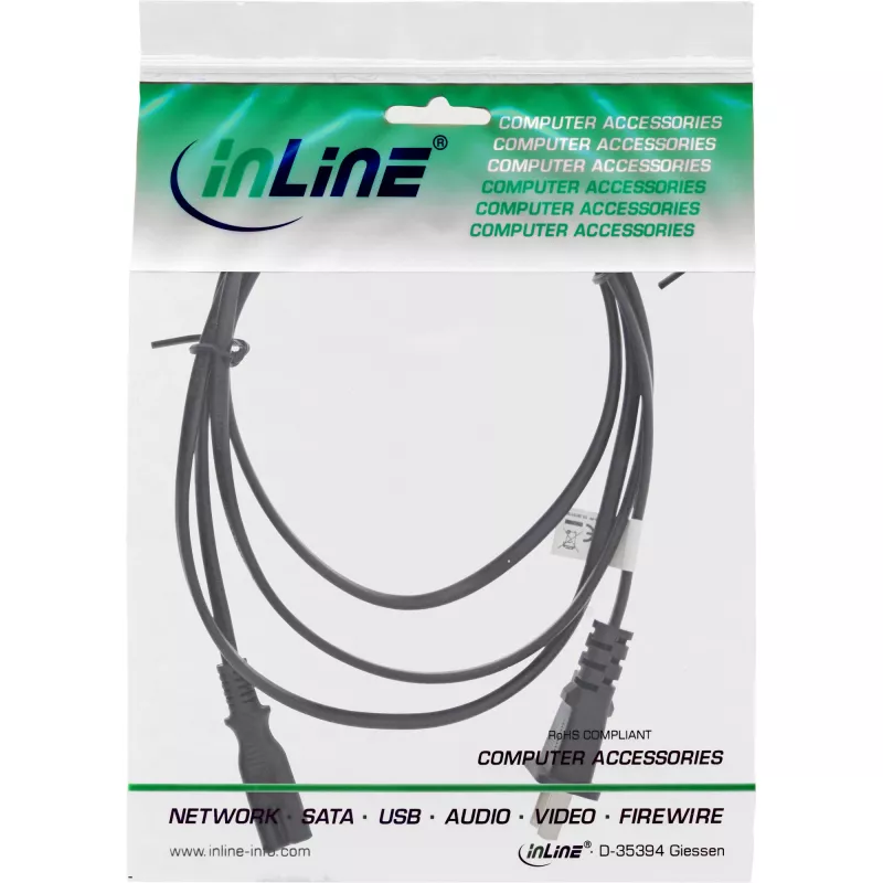 InLine maitinimo laidas su Kinijos kištuku į Euro8 IEC-C7, juodas, 1,8 m