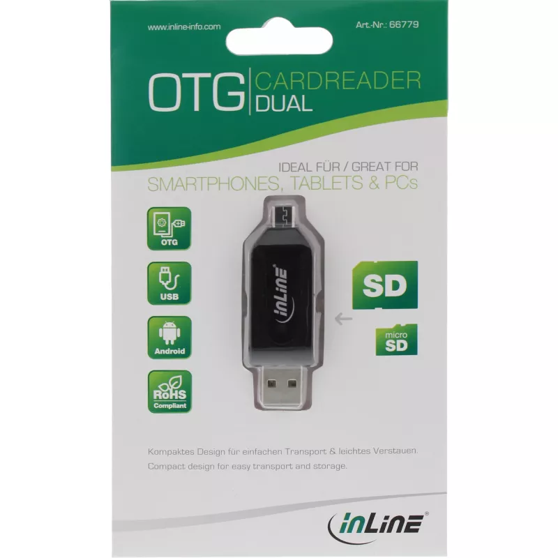 InLine OTG dvigubas kortelių skaitytuvas SD ir microSD 66779