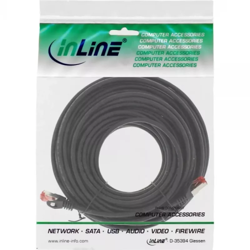 InLine Patch Laidas S/FTP PiMF Cat.6 250MHz varis halogenų neturintis juodas 15m