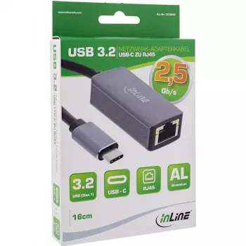 InLine USB 3.2 iki 2.5Gb eterneto adapterio laidas, USB-C į RJ45