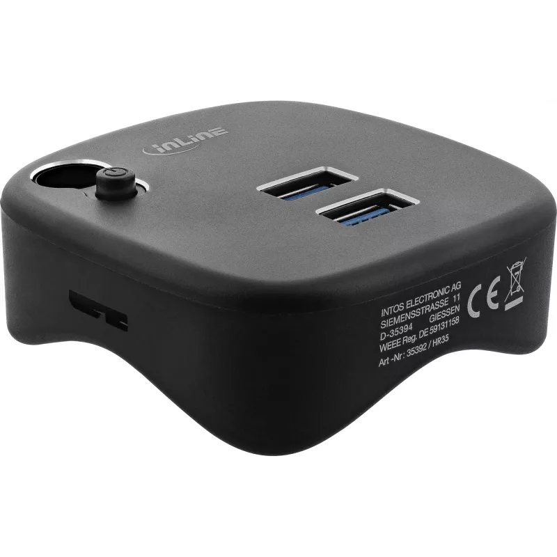 InLine USB 3.0 Multifunkcinis adapteris, 2xUSB-A, RJ45, SD/MicroSD kortelių skaitytuvas, juodas