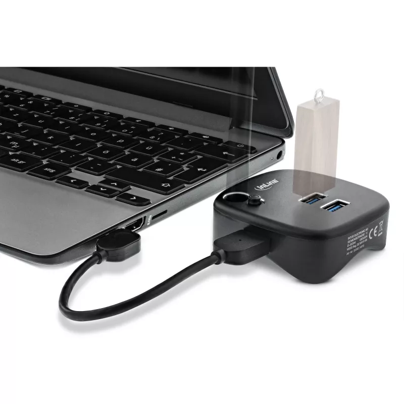 InLine USB 3.0 Multifunkcinis adapteris, 2xUSB-A, RJ45, SD/MicroSD kortelių skaitytuvas, juodas