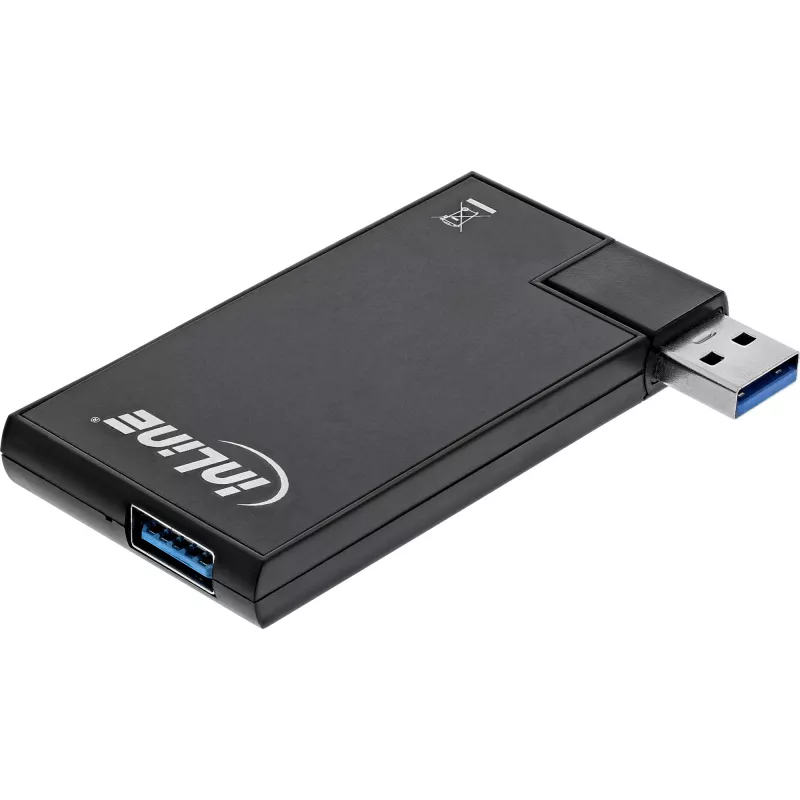 InLine USB 3.0 sukamas USB centras, 4 prievadai, juodas