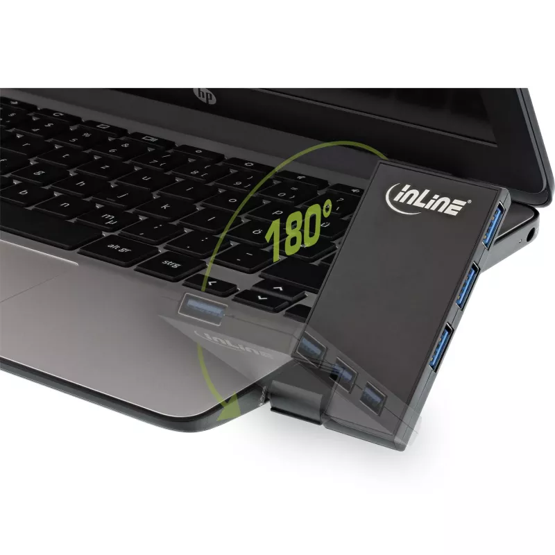 InLine USB 3.0 sukamas USB centras, 4 prievadai, juodas