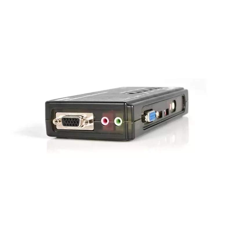 „StarTech.com“ 4 prievadų juodas USB KVM jungiklio rinkinys su kabeliais ir garsu