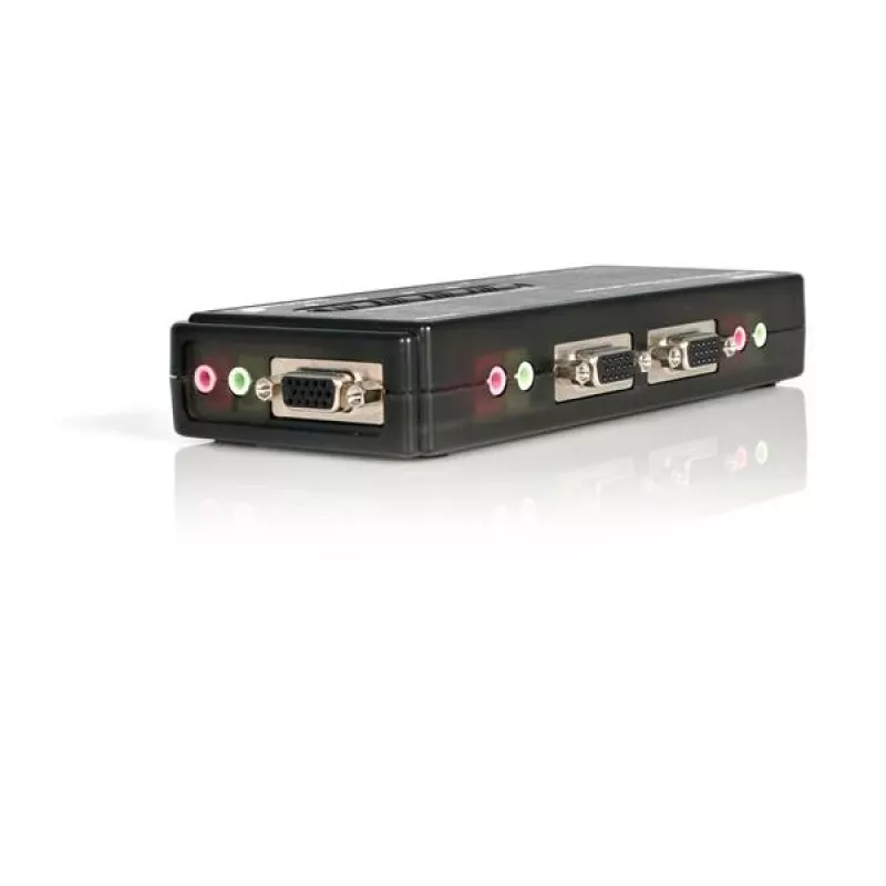 „StarTech.com“ 4 prievadų juodas USB KVM jungiklio rinkinys su kabeliais ir garsu