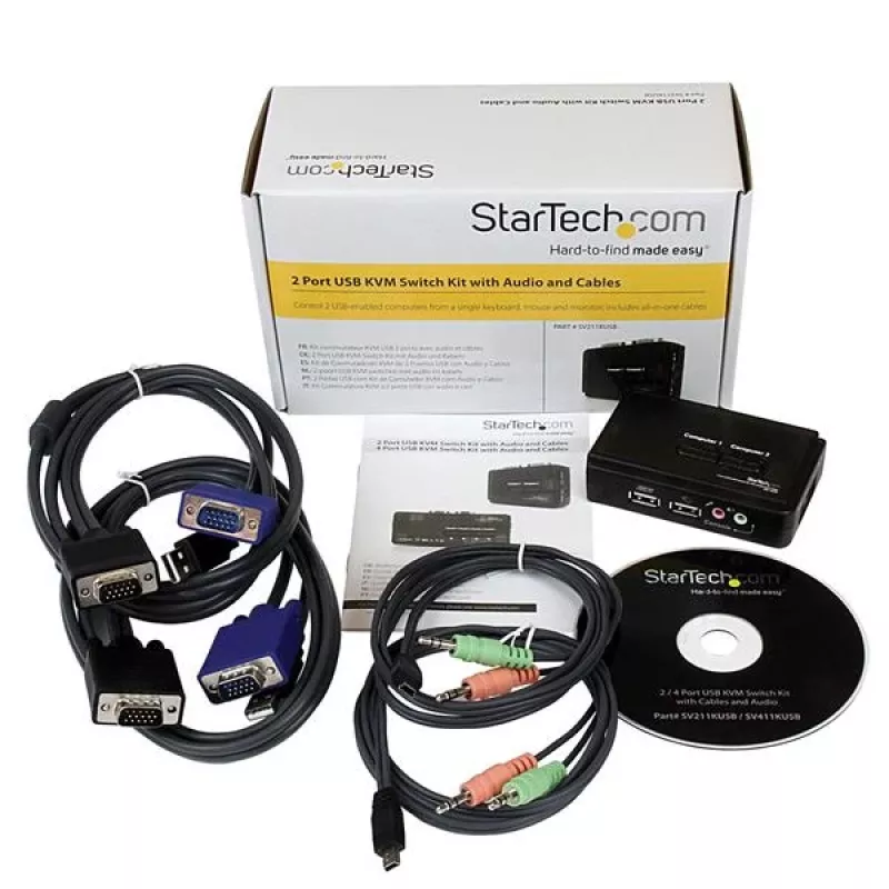 StarTech.com SV211KUSB 2 prievadų USB KVM jungiklio rinkinys su garsu ir kabeliais