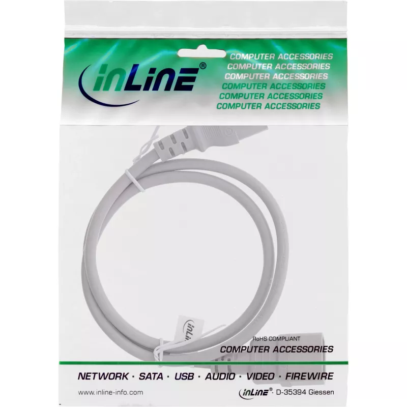 InLine šaltojo įrenginio ilginimo laidas, C13 / C14, pilkas, 0,3 m