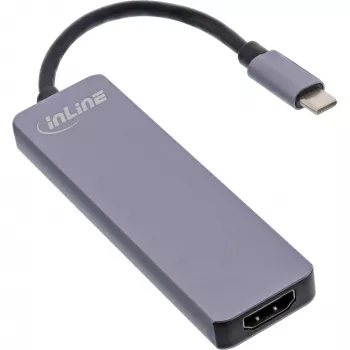 InLine Multi-hub USB 3.2 Gen.1, 2x USB-A, HDMI 4K/30Hz, kortelių skaitytuvas, aliuminis, pilka