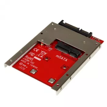 StarTech.com mSATA SSD į 2,5 colio SATA adapteris, SATA, mSATA, juoda, raudona, sidabrinė, CE, FCC, 6 Gbit/s, -40 - 85 °C