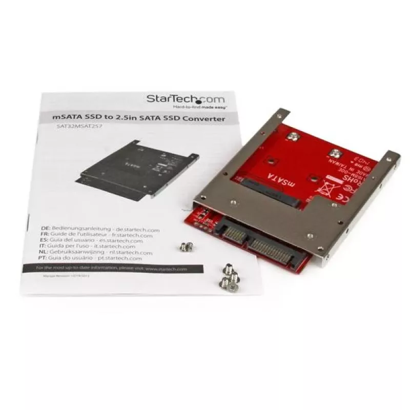 StarTech.com SAT32MSAT257 mSATA SSD – 2,5 colio SATA perėjimo adapteris, 22 kontaktų SATA, 6 Gbit/s, CE, juodas/raudonas/sidabrinis