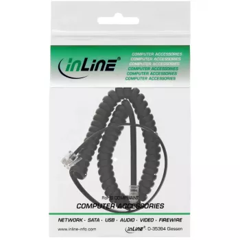 InLine Spiralinis ragelio laidas, RJ10 4P4C M/M, juodas, max. 4 m