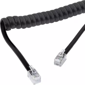 InLine Spiralinis ragelio laidas, RJ10 4P4C M/M, juodas, max. 4 m