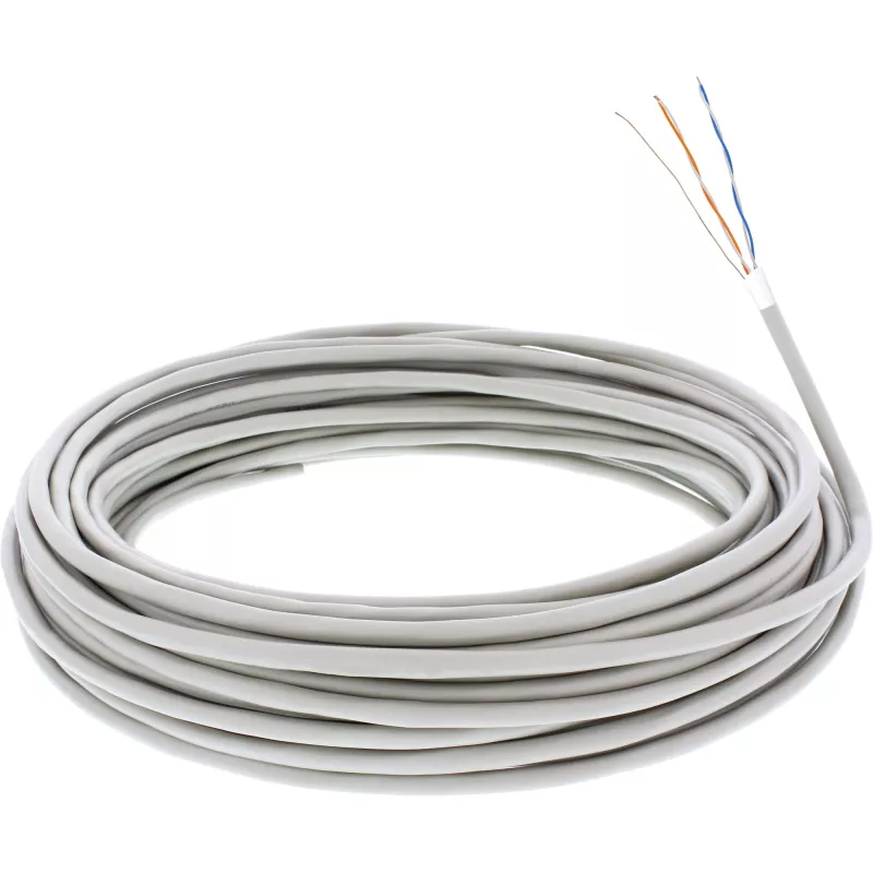 InLine Telefono kabelis 4 laidų vientisas montavimui 2x2x0,6 mm ekranuotas 25 m