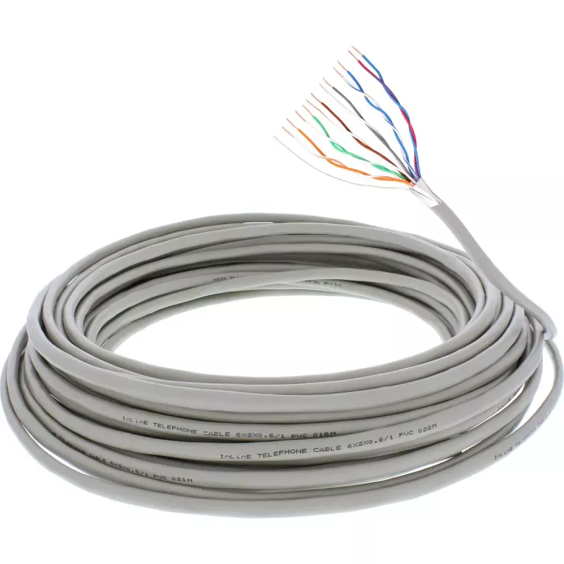 InLine Telefono kabelis 12 laidų tvirtas montavimui 6x2x0,6 mm ekranuotas 25 m