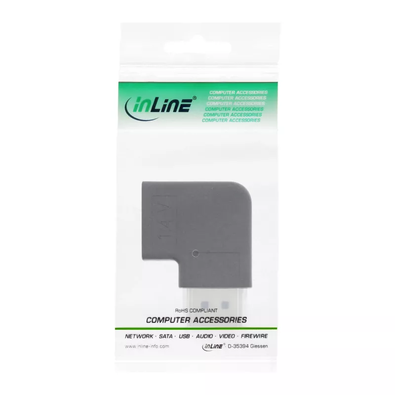 InLine DisplayPort adapteris, DisplayPort kištukas / lizdas stačiu kampu