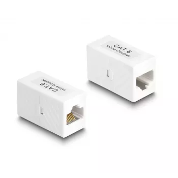 Tinklo kabelio adapteris DeLOCK RJ45 lizdas – RJ45 lizdas Cat.6 UTP 1m Baltas