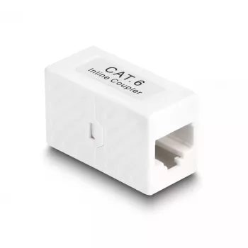 Tinklo kabelio adapteris DeLOCK RJ45 lizdas – RJ45 lizdas Cat.6 UTP 1m Baltas