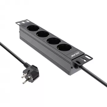 InLine 10 colių PDU, 4 lizdai su įžeminimo kontaktu, be jungiklio, 2 m, juoda