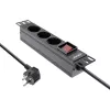 InLine 10 colių PDU, 3 lizdai su įžeminimu, su jungikliu, 2 m, juoda