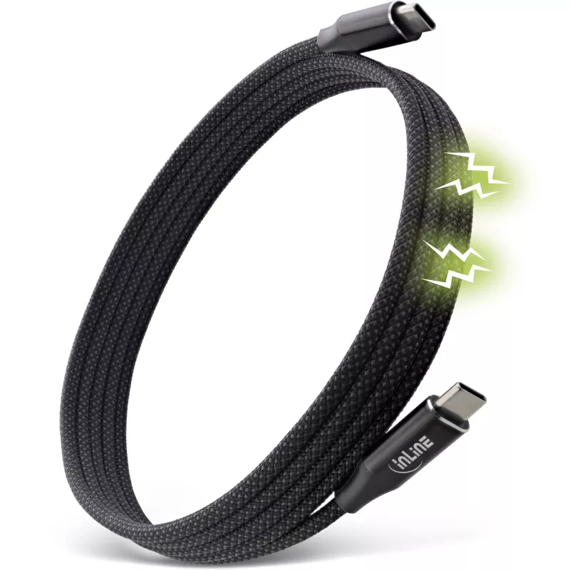 InLine Magnetic USB-C laidas, USB-C vyriškas / vyriškas, 100W, juodas, 2m
