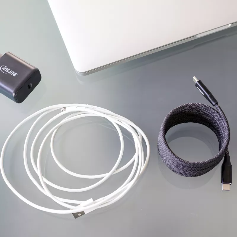 InLine Magnetic USB-C laidas, USB-C vyriškas / vyriškas, 100W, juodas, 2m