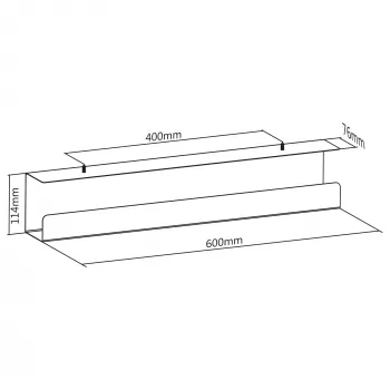 InLine 23190W – po stalu montuojamas kabelių vedimo kanalas, plieninis, baltas, 114×600×76 mm