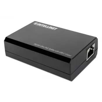 Intellinet PoE skirstytuvas su USB-C išvestimi, PoE++ / 4PPoE, Gigabit Ultra, IEEE 802.3bt, RJ45 įėjimo ir išėjimo prievadai, iki 45 W USB-C išvestis