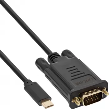 InLine USB vaizdo kabelis, USB-C kištukas / VGA kištukas (DP Alt režimas), juodas, 2 m