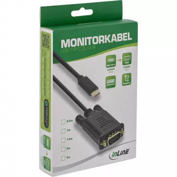 InLine USB vaizdo kabelis, USB-C kištukas / VGA kištukas (DP Alt režimas), juodas, 2 m