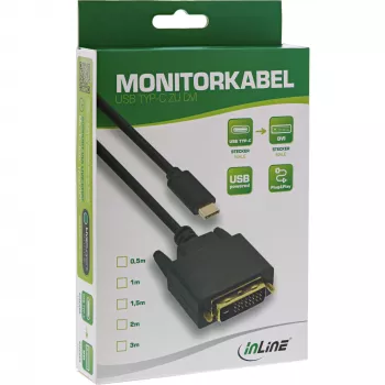 InLine USB vaizdo kabelis, USB-C kištukas / DVI kištukas (DP Alt Mode), juodas, 1 m
