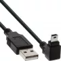 InLine USB A (vyriškas) / Mini-USB (vyriškas) 5 kontaktų žemyn lenktas 90° juodas 3 m